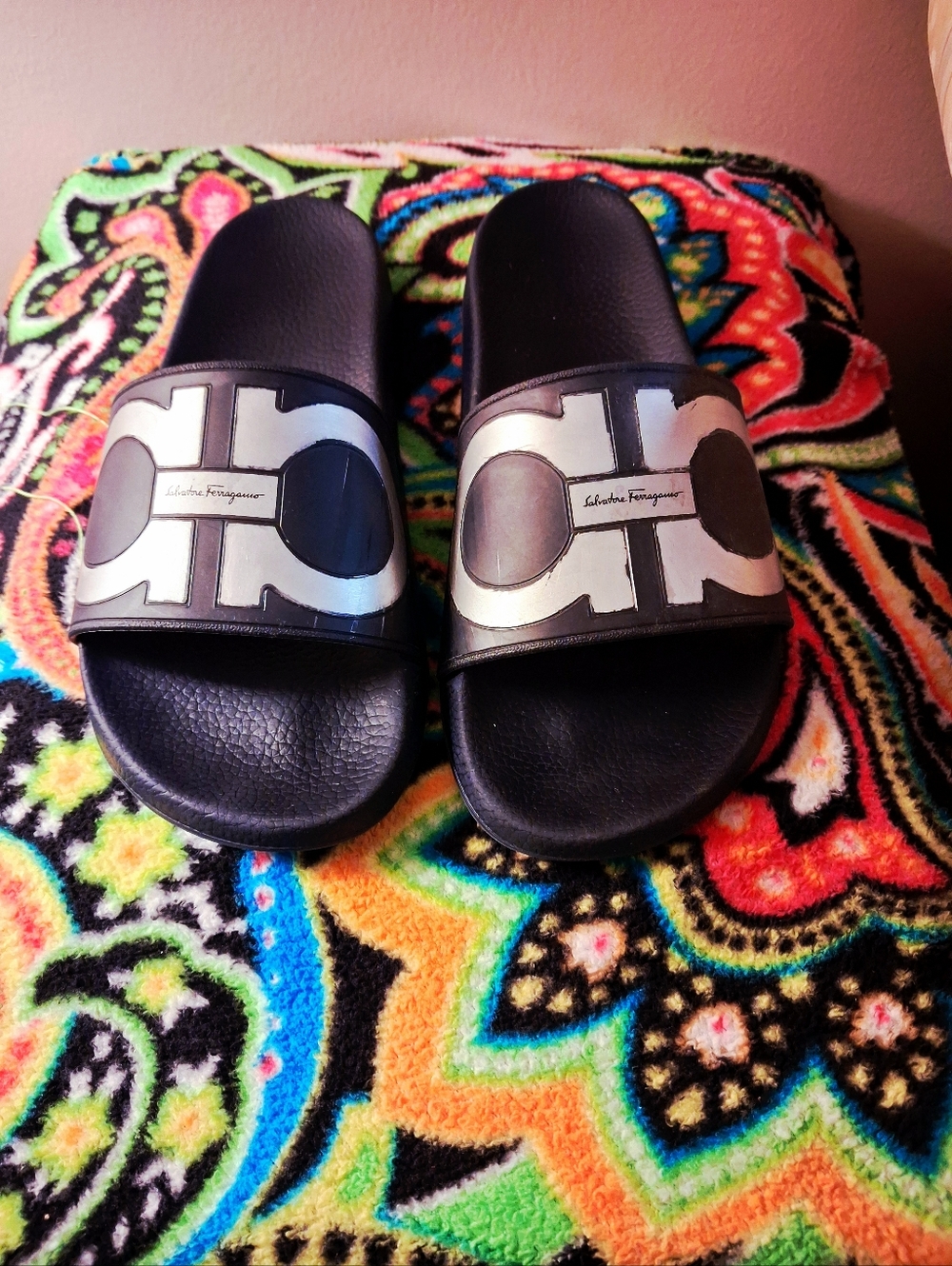 Salvatore Ferragamo Black Slide Sandals